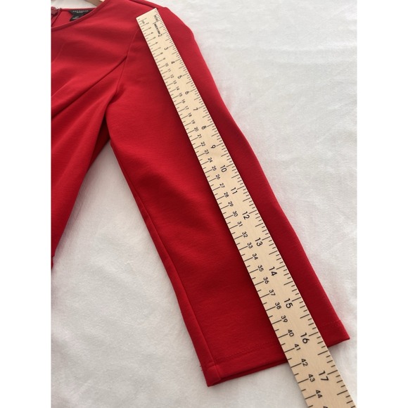 Red Fit & Flare Cocktail Dress 3/4 Sleeve Ponte Knit Women's 2P Ann Taylor - Picture 8 of 8